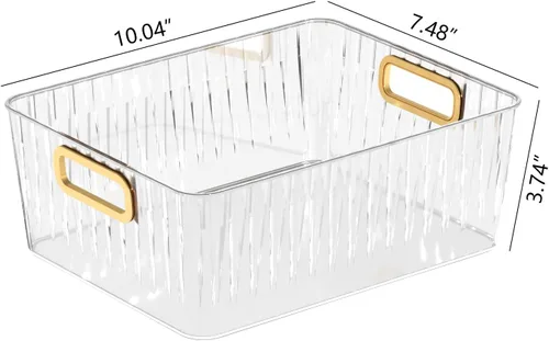 Miniatura 2 de Kekow Paquete de 6 cubos organizadores transparentes de despensa, contenedores de almacenamiento de plástico con asa para cocina, refrigerador