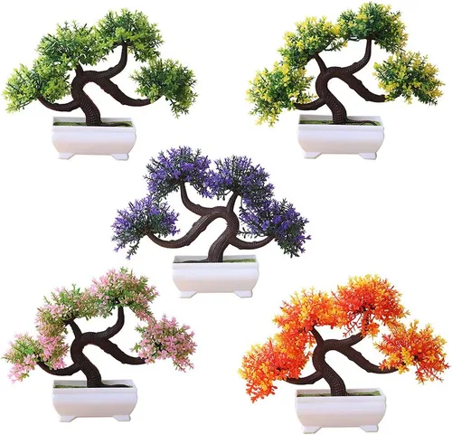 Miniatura 4 de Planta bonsai artificial, árbol en maceta, decoración para el hogar, hotel y jardín, Plástico, 8#, talla única