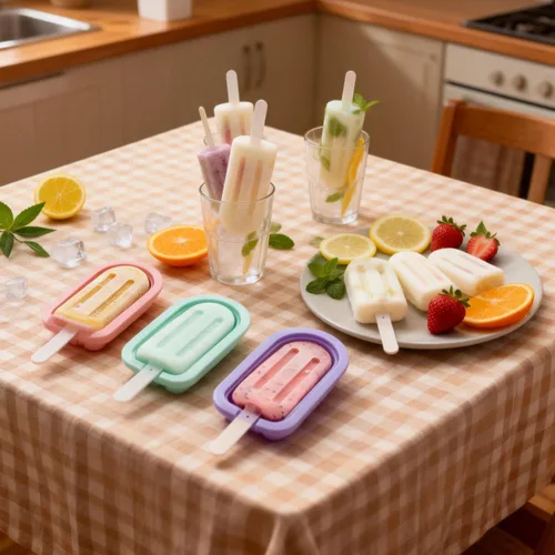 Miniatura 6 de Moldes apilables de silicona para paletas de hielo, paquete de 4 con palos, máquina de paletas de hielo casera reutilizable, diseño sin goteo y sin