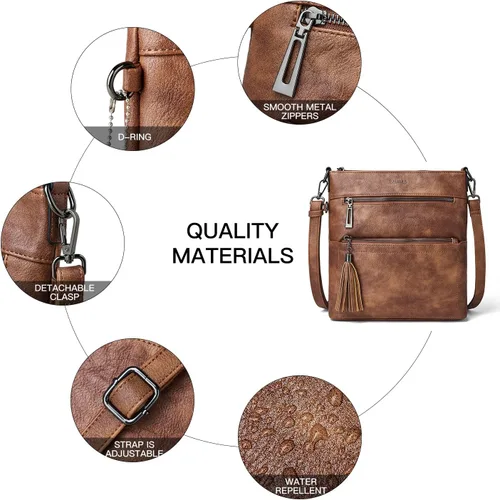 Miniatura 4 de Bolso cruzado para mujer, mediano y grande, de cuero vegano, bolso de mano para el hombro, bolso de mano de moda para viajes