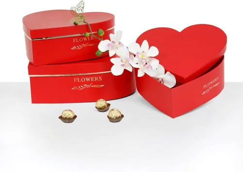 Miniatura 6 de UNIKPACKAGING Juego de 3, flores en forma de corazón/cajas de regalo (rosa)