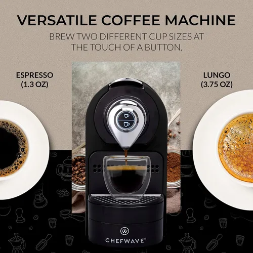 Miniatura 10 de ChefWave Máquina de café expreso y cafetera (negro) – Compatible con cápsulas Nespresso, programable, de un solo toque, bomba italiana de alta