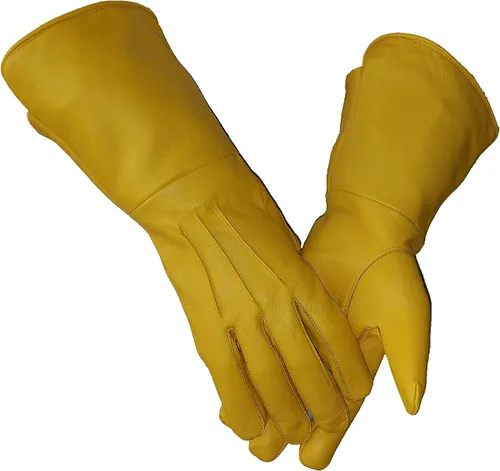 Miniatura 2 de Amarillo piel medieval renacimiento Gauntlet Cosplay guantes