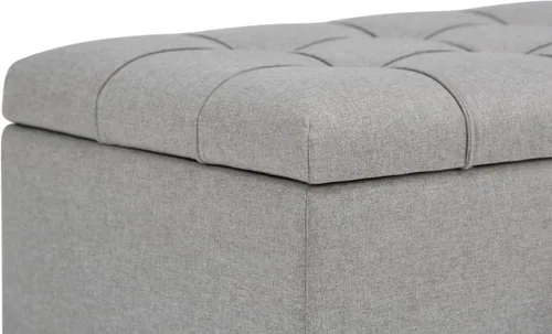 Miniatura 6 de SIMPLIHOME Sienna - Banco otomano de almacenamiento, 33 pulgadas de ancho, tapizado de tela con aspecto de lino, banco otomano rectangular