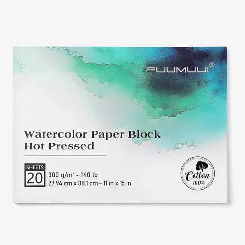 Miniatura 21 de Bloc de Papel de Acuarela, Fuumuui 5.5 x 8.5 pulgadas Papel 100% Algodón (20 Hojas, 140lb/300g), Encuadernado en Espiral para Pintar, Dibujar
