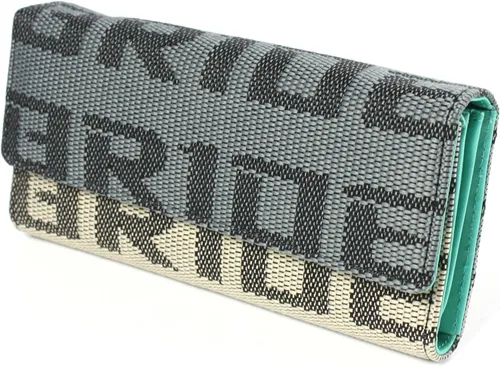 Kei Project, cartera de piel mujer con inscripción "Bride" tipo asiento de carrera, con correa para llaves Takata.