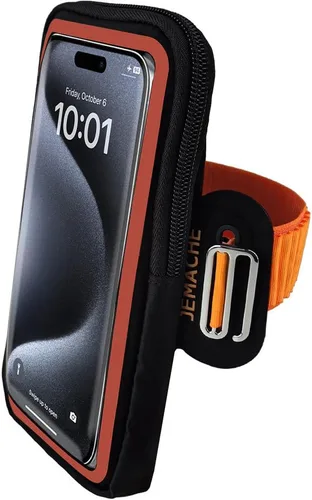 Miniatura 8 de Brazalete de running para iPhone 17 16 15 14 13 Pro Max/Plus, Samsung Galaxy S26 S25 S24 Ultra/Plus, bolsa de brazo con hebilla G (negro, S)