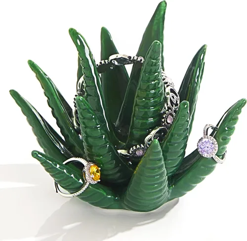 PUDDING CABIN Soporte para anillos para suculentas, soporte para anillos, exhibición de anillos y organizador, decoración estética de cactus verde,