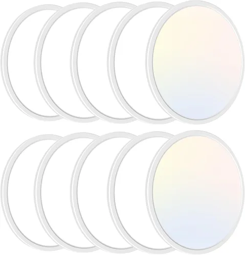 Miniatura 40 de Zemty Paquete de 8 lámparas de techo LED de montaje empotrado de 12 pulgadas, lámpara de techo súper delgada de 28 W 3200 lm, lámpara de techo Negro
