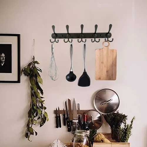 Miniatura 2 de Perchero de pared con 5 ganchos de tres puntas, de PHINGEER, resistente, de acero inoxidable con gancho, decorativo, para colgar abrigos, chaquetas