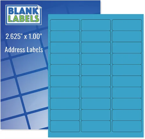 Blanks Labels - Etiquetas de correo azul fluorescente para Logística de Amazon de Blank Labels - 2-5/8 x 1 pulgada (2.625 x 1) - 30 etiquetas por