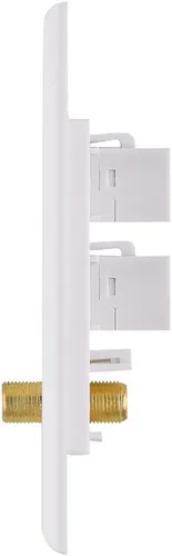 Miniatura 8 de Placa de pared coaxial Ethernet, 2 puertos Cat6 Keystone hembra a hembra, 1 puerto tipo F conector coaxial Keystone placa de pared - Blanco