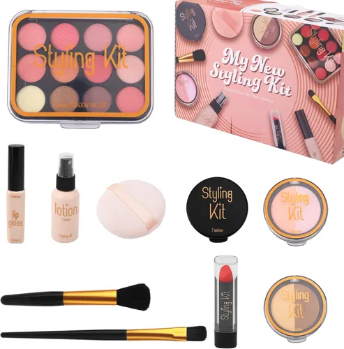 Juego de 10 piezas de maquillaje para niños, juego de maquillaje falso realista para niñas de 3 a 5 años, juguete cosmético, regalo perfecto de
