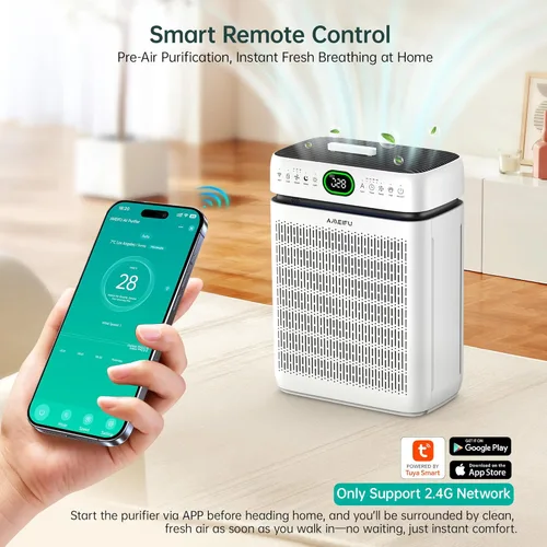 Miniatura 3 de Purificadores de aire para el hogar, habitación grande de hasta 3500 pies cuadrados con filtros lavables, HEPA de doble cara con pantalla PM 2.5