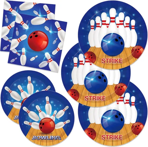 Platos de papel de boliche para cumpleaños, juego de vajilla desechable para fiestas de boliche, suministros de fiesta, vajilla temática de papel,