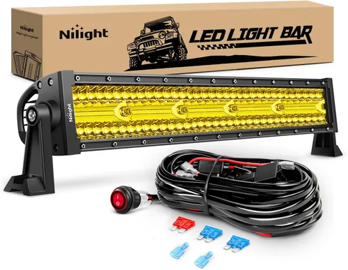 Miniatura 11 de Nilight - Barra de luz LED 7D de 22 pulgadas, 150W, combo de haz de inundación y foco, ámbar y blanco, luz de trabajo todoterreno, luces de Blanco