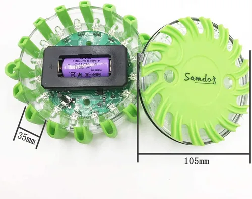 Miniatura 5 de SAMDO Faro Magnético de 9 Patrones Impermeable, Luz de Emergencia, Bengalas de Carretera LED Faros de Emergencia CR123A (Verde)