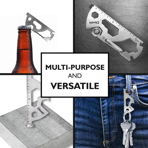 Miniatura 5 de STEEL HAWK - Llavero de mosquetón de intendencia multiherramienta, multiherramienta 17 en 1 con abridor de botellas + herramienta EDC, ciclistas