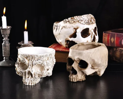 Miniatura 6 de IBWell Maceta moderna de resina grande de 6 pulgadas con diseño de calavera en forma de calavera para flores, decoración de maceta, decoración