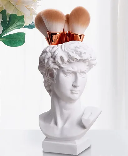 Jarrón de Hosrnovo Greek Statue Decor David Heads, maceta para jardín y hogar, estilo romano, cuenco de flores blancas vintage, regalo creativo de