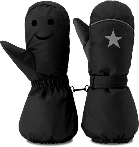 HighLoong - Guantes de esquí y snowboard para niños, impermeables, transpirables, con forro Thinsulate, guantes de invierno para niños y niñas