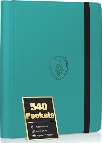 Miniatura 32 de Fabmaker - Carpeta de tarjetas prémium con 9 bolsillos para 360 tarjetas, carpeta de tarjetas coleccionables de poliuretano resistente, álbum