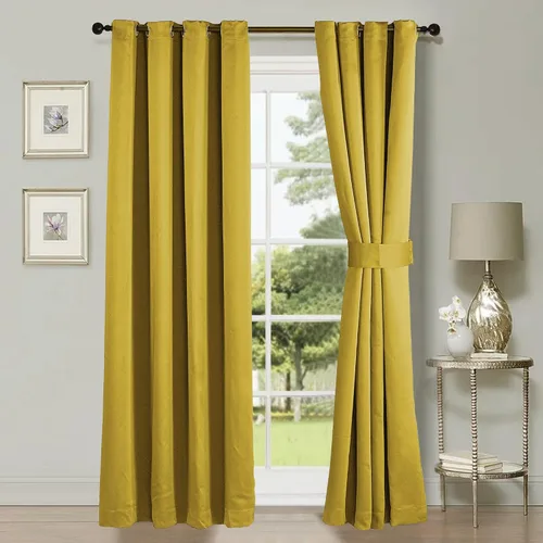 Miniatura 14 de HESTIN Juego de cortinas opacas de 4 piezas (incluye 2 paneles y 2 alzapaños), cortinas opacas con aislamiento térmico sólido con ojales