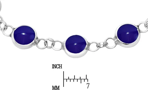 Miniatura 4 de AeraVida Pulsera de tenis de plata esterlina 925 con lapislázuli azul simulado y nácar 2 en 1, Resina