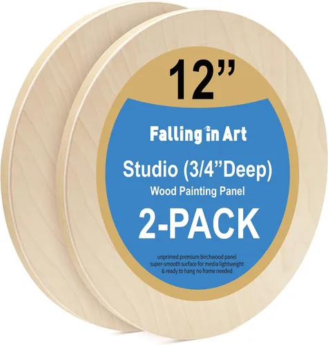 Miniatura 14 de Falling in Art Kit de paneles de lona de madera de abedul redondos sin terminar, 4 paquetes de 2 tamaños de 8 pies y 12 pies, 3/4 pulgadas