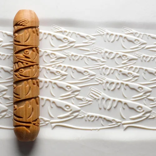 Miniatura 13 de MKM Pottery Tools Rodillos de mano grandes de madera para arcilla (BHR-01 Diagonal Basketweave)