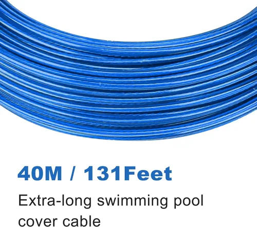 Miniatura 2 de Cable de cubierta para piscina, cable de 131 CW de 131 pies y cabrestante resistente para invierno, seguro sobre el suelo, cubierta de piscina