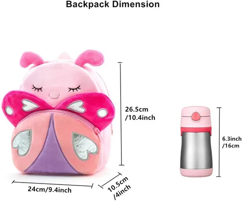 Miniatura 4 de Mochila con diseño de animales, animal de felpa, minibolsa de viaje para niño de 2-6 años, Rosado (Pink Butterfly)), B07SNTZL8P