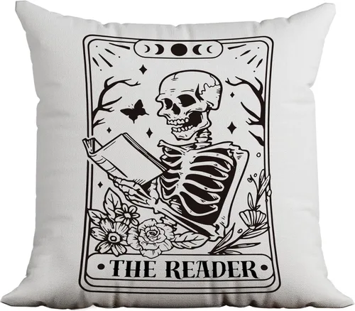 Miniatura 7 de Fundas de almohada góticas de 18 x 18 pulgadas, funda de almohada de mano de esqueleto, decoración de corazón de mano de esqueleto