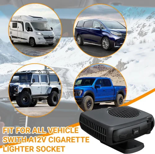 Miniatura 6 de Calentador y ventilador de coche de 12 V 200 W, descongelador portátil de modo dual, giratorio de 360° para desempañar el parabrisas del calentador