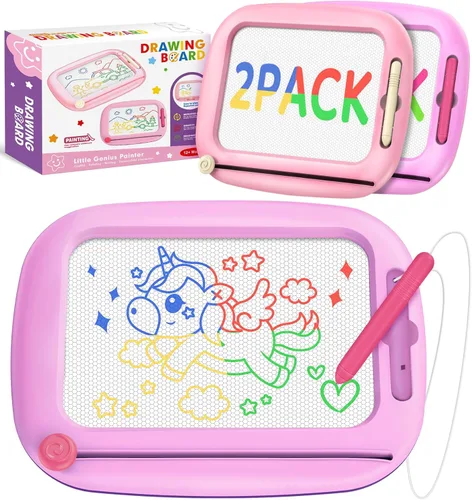 Miniatura 8 de Paquete de 2 tableros de dibujo magnéticos, juguetes para niños pequeños de 1-2 y 2-3 años, almohadilla de aprendizaje y educativa para escribir