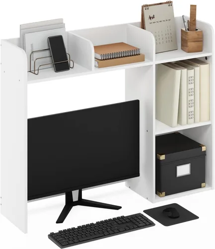 Miniatura 24 de Furinno Estante de escritorio clásico, gabinete de escritorio de 5 estantes, estante para libros, organizador de escritorio de 3 niveles
