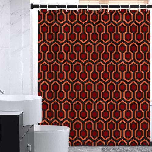 Cortina de ducha inspirada en hoteles de terror vintage, 72 x 72 pulgadas, tela de poliéster con ganchos, decoración de baño de Halloween para