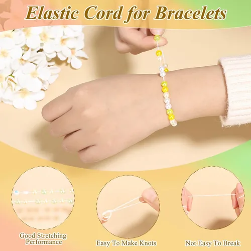 Miniatura 2 de PAXCOO Paquete de 2 cuerdas elásticas para pulseras, cuerda elástica mágica para joyería para pulseras de amistad, collares, cuentas de arcilla