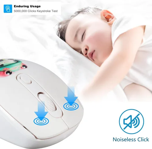 Miniatura 4 de Lindo mouse inalámbrico, 2.4G silencioso portátil inalámbrico con receptor USB, mouse inalámbrico Kawaii para laptop, Chromebook, PC, portátil