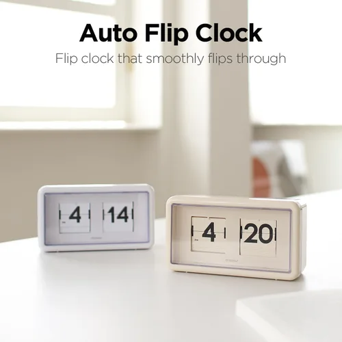 Miniatura 3 de mooas Newtro Reloj de Escritorio Abatible, Diseño Retro Reloj Abatible Automático, Volteo Vintage Automático, Funciona con Batería, AM/PM