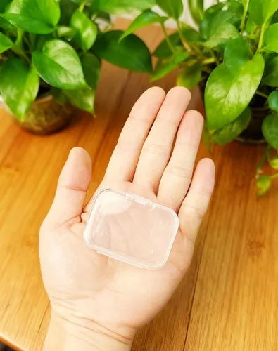 Miniatura 3 de LJY 100 contenedores rectangulares vacíos de plástico transparente con tapas con bisagras (2.2 x 1.6 x 0.8 pulgadas, transparente)