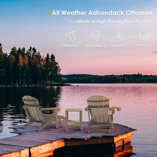 Miniatura 5 de GREENVINES Adirondack-Ottoman Grano de madera Juego de 2 Plástico HDPE Reposapiés para exteriores Todo clima Reposapiés Reposapiés