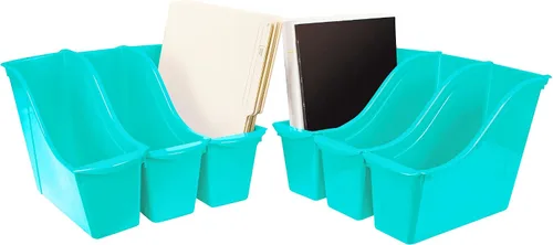Miniatura 6 de Storex Papelera pequeña para libros, organizador de plástico entrelazado para el hogar, la oficina y el espacio de trabajo, color negro, paquete