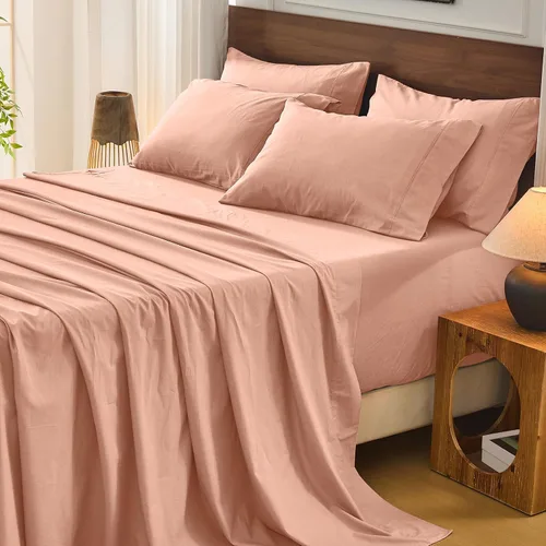 Miniatura 29 de Bedlifes Juego de sábanas de 100 % lino francés tamaño Queen, estampado floral, patrón botánico transpirable, bolsillo profundo de 16 pulgadas, 4