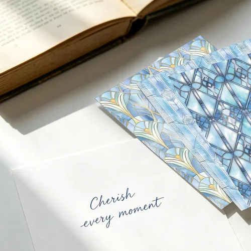 Miniatura 5 de PRSTINCOL Papel para álbum de recortes, 16 hojas de 6 x 6 pulgadas, suministros de álbum de recortes de estilo de ventana azul, papel de decoupage