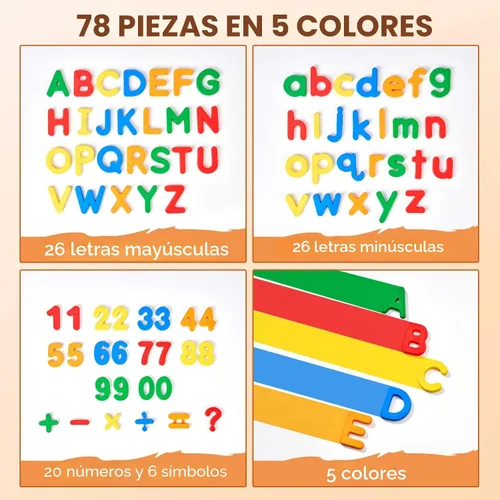 Miniatura 2 de JoyCat 78 piezas de letras magnéticas con números del alfabeto, imanes para nevera, ABC 123, aprendizaje educativo preescolar, juego de juguetes