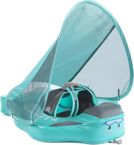 Miniatura 8 de Mambobaby Flotador de natación para bebé con toldo, flotador de bebé sólido no inflable, material de cuero suave impermeable y agradable a la piel