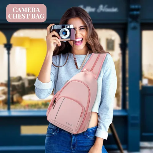 Miniatura 5 de BAIGIO - Bolso cruzado para cámara pequeño, mochila para cámara para fotógrafos, bolso cruzado para cámara impermeable, mochila de viaje para cámara