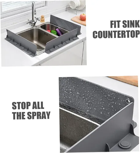 Miniatura 5 de Protector contra salpicaduras para fregadero de cocina, ventosa, impermeable, diseño de pendiente, protector contra salpicaduras de silicona