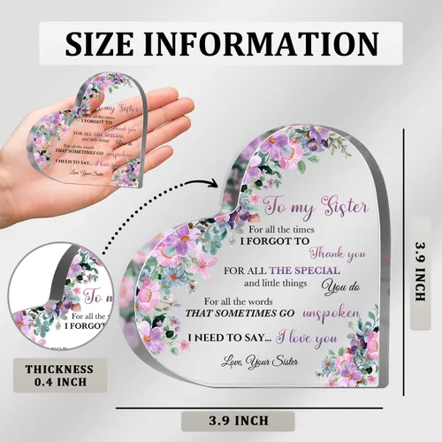Miniatura 2 de Regalo de agradecimiento para mujeres, regalos de hermana, regalo de amistad, recuerdo de acrílico para mujeres, hermana, mejores amigos, regalo